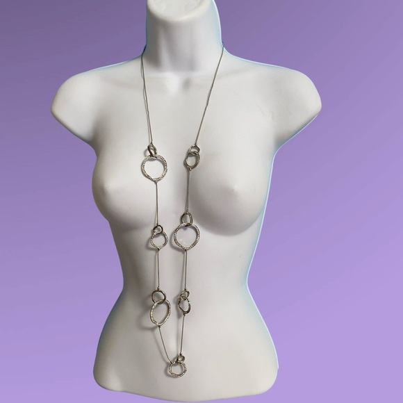 CHICO'S Silvertone Chain With Rhinestone Links Necklace - Picture 5 of 9